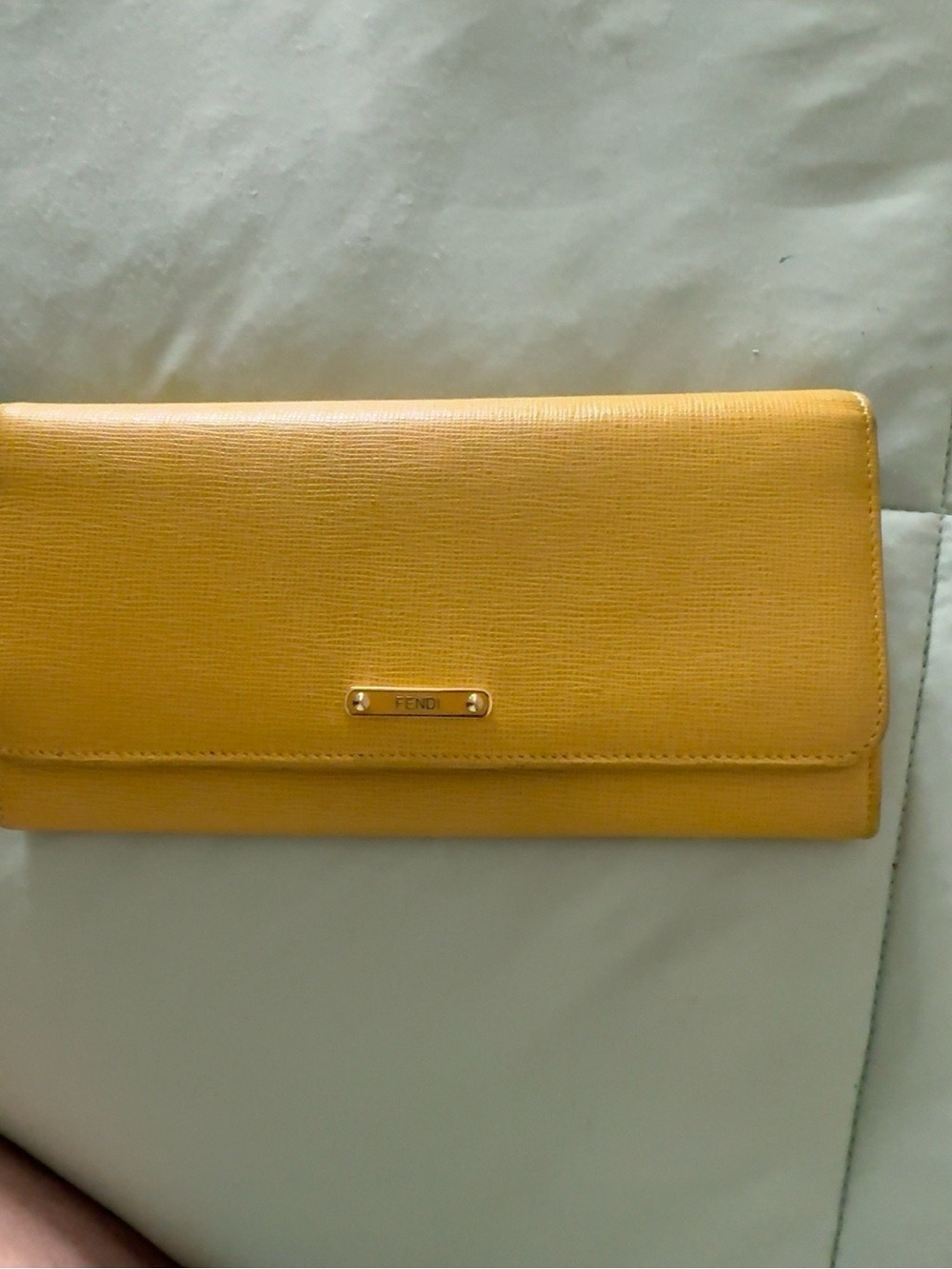 Fendi Yellow Textured Leather Continental Wallet Long Bifold